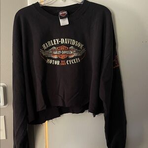 Harley-Davidson Black and Orange Women's Crew Neck Sweater